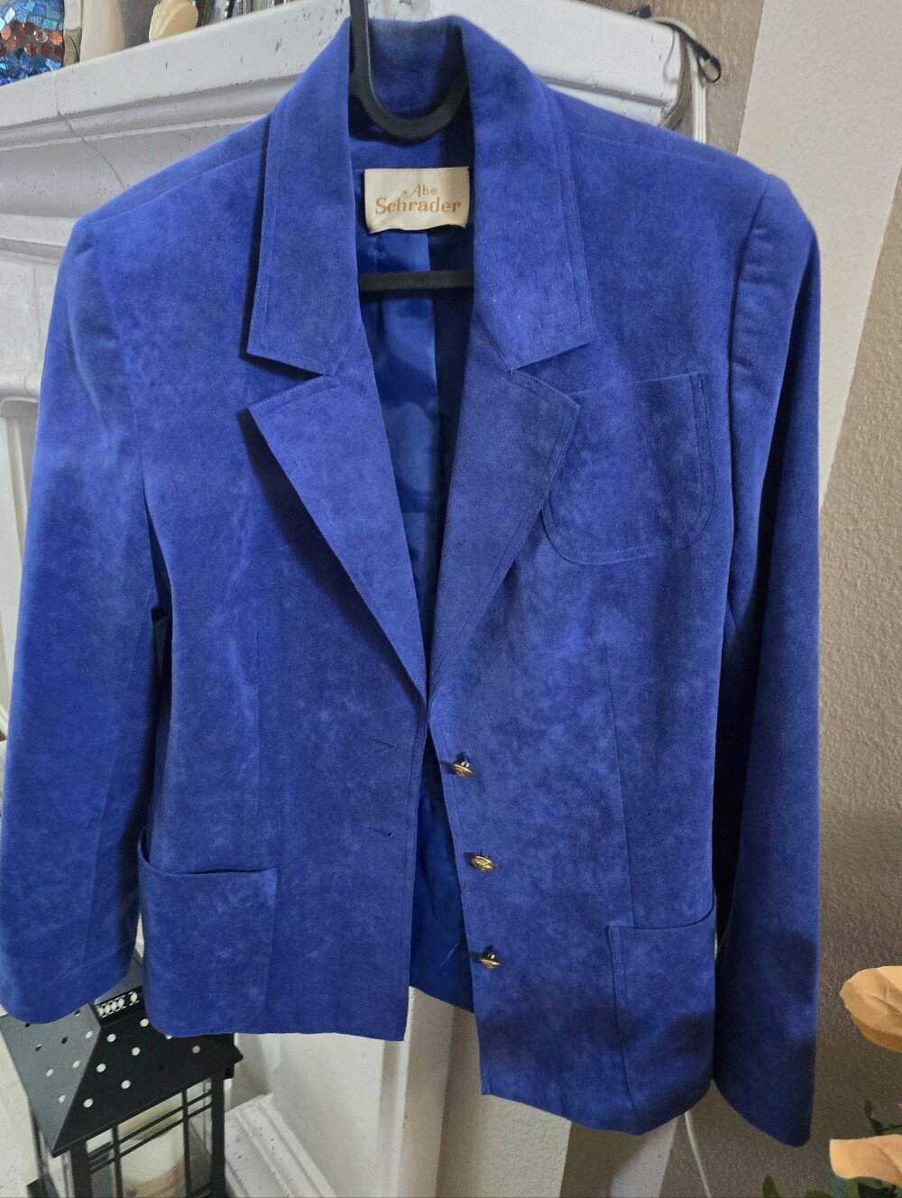 Abe Schrader Royal Blue Suede Blazer sz.10 Made In Usa